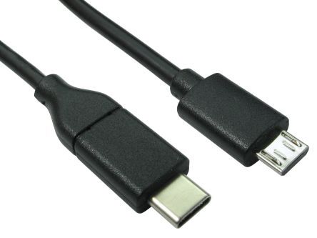 สาย RS PRO เกลียวนอก USB C ถึง micro USB B เกลียวนอก , สายไฟ 2.0, 1 ม