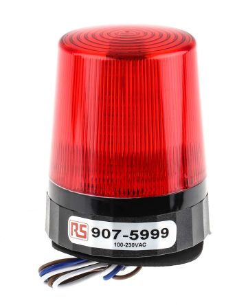 ไฟสัญญาณ LED สีแดง RS PRO กะพริบ, 110 ถึง 230 V AC, แบบยึดด้วยสกรู, IP67, LLT