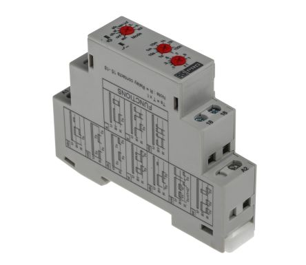 รีเลย์ ตั้งเวลามัลติ ฟังก์ชั่น รางปีกนก (DIN Rail) , 12 ถึง 240 V AC/DC, SPDT, 0.1 วินาทีถึง 100 ชม. สูงสุด 6 A