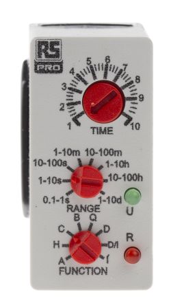 RS PRO plug in มัลติ ฟังก์ชั่น รีเลย์ ตั้งเวลา , 12 ถึง 240 V AC/DC, DPDT, 0.1 วินาทีถึง 100 วัน