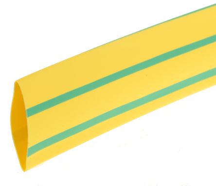 ท่อ การหดตัวด้วยความร้อน RS PRO สีเขียว สีเหลือง เส้นผ่านศูนย์กลางปลอก 18 มม. x ยาว 3 ม. อัตราส่วน 3:1