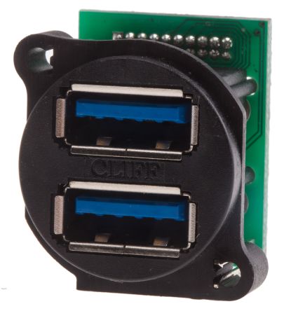 RS PRO แบบ แบบตรง ตัว อุปกรณ์ติดตั้งตู้ ซ็อกเก็ต/ช่องเสียบ USB คอนเนคเตอร์ A 3.0 (862-1576)