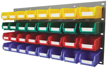 RS PRO PP ตู้เก็บของแบบบานเกล็ด, 438 มม. x 914 มม., น้ำเงิน, เขียว, แดง, เหลือง