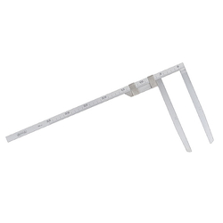 ไม้บรรทัดสเตนเลส ; มาตราส่วน : ด้านบน 2 มม. และด้านหลัง 1 มม