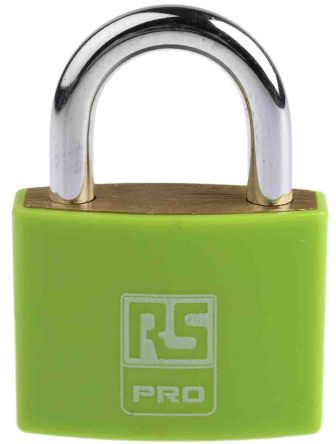 RS PRO แม่กุญแจ ทองเหลือง ทุกสภาพอากาศ 43 มม. สีเขียว