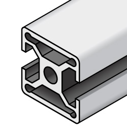 เฟรม อะลูมิเนียม 8-45 series แบบเหลี่ยม 45 × 45 มม. 2 ช่องข้าง (ฝ่ายตรงข้าม)