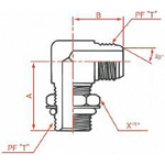 JIS โอริง บอส PF30° FCS ข้อต่องอ 90° เกลียวนอก PF พร้อมบ่านั่ง 30°