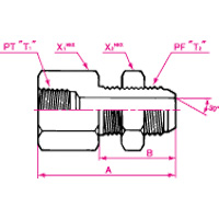 ข้อต่อ Bulkhead เกลียวใน PF30°FCS เชื่อมต่อ PT (9008-08)