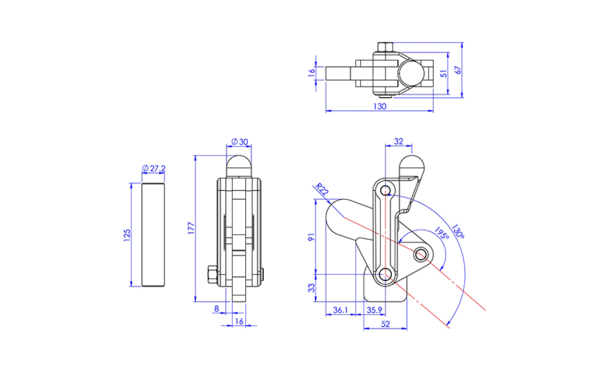 Weldable แคลมป์ปีกนก, GH-72410