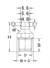 Drawing ของซีรีส์หัวอัดจาระบี ฟิตติ้งจาระบี ชนิด JIS (เกลียว R) รุ่น A