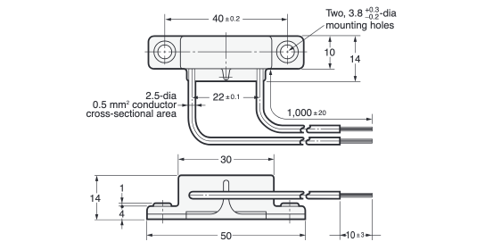 พร็อกซิมิตี้เซนเซอร์แม่เหล็ก GLS พร็อกซิมิตี้เซนเซอร์ (แบบสายดึงออก) ภาพวาดขนาด