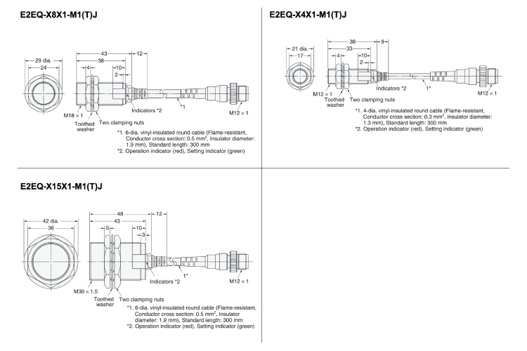 พร็อกซิมิตี้เซนเซอร์ทนต่อสแปตเตอร์ E2EQ แบบเชื่อมต่อผ่านตัวกลาง ระยะตรวจจับไกล ขนาด