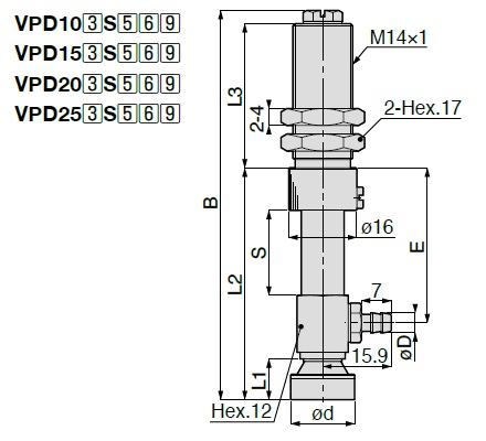 Long สโตรค/ระยะเคลื่อนที่ ฟองน้ำ Type VPD ข้อต่อท่อลมแบบหัวผ่า Fittings Type with Cover