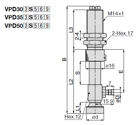 Long สโตรค/ระยะเคลื่อนที่ ฟองน้ำ Type VPD ข้อต่อท่อลมแบบหัวผ่า Fittings Type with Cover