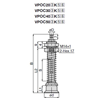 Long สโตรค/ระยะเคลื่อนที่ Slip Resistance Type VPC ข้อต่อท่อลมแบบหัวผ่า Fittings Type without Cover