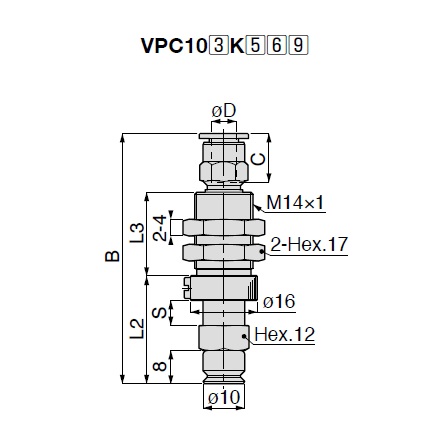 Long สโตรค/ระยะเคลื่อนที่ Slip Resistance Type VPC One-Touch ข้อต่อฟิตติ้ง with Cover