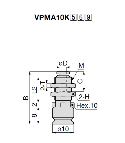 ยางดูดจับชิ้นงานสุญญากาศ Nonskid Small Sized VPMA One-Touch ข้อต่อฟิตติ้ง Type