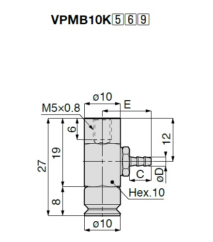 ยางดูดจับชิ้นงานสุญญากาศ, ขนาดเล็ก ลื่น, VPMB, แบบมี ข้อต่อหางปลาไหล