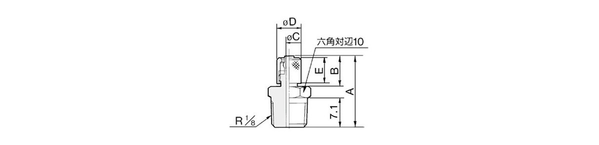 Drawing แสดงโครงร่างของนิปเปิลสาย M-01H-4, -6 