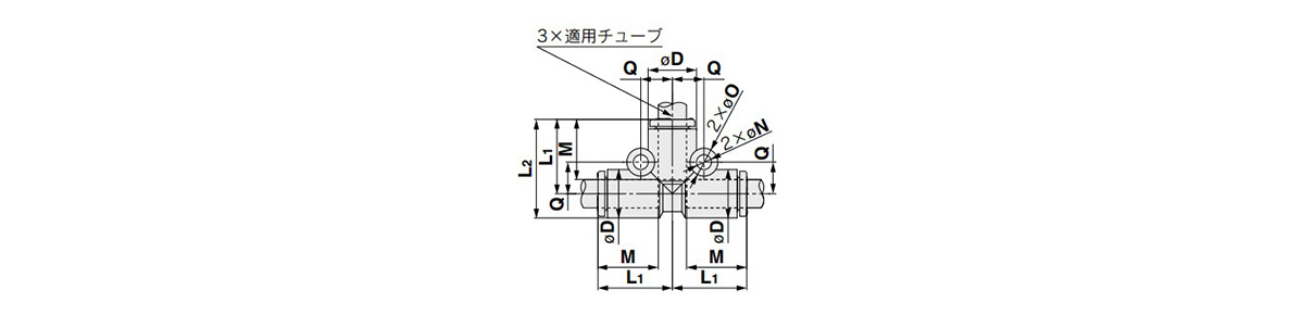 ยูเนี่ยนสามทางตัวที: Drawing แสดงโครงร่างของ 10-KQ2T 