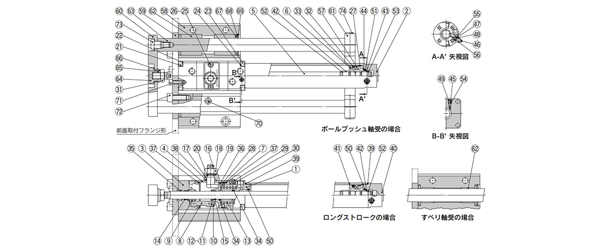 แผนภาพ: MLGC Series กระบอกสูบแบบมีไกด์ภายนอกขนาดกะทัดรัดที่มีระบบ Fine Lock
