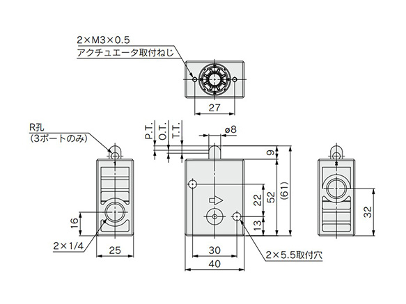 Drawing ระบุขนาดของ VM220-02-00A / VM230-02-00A