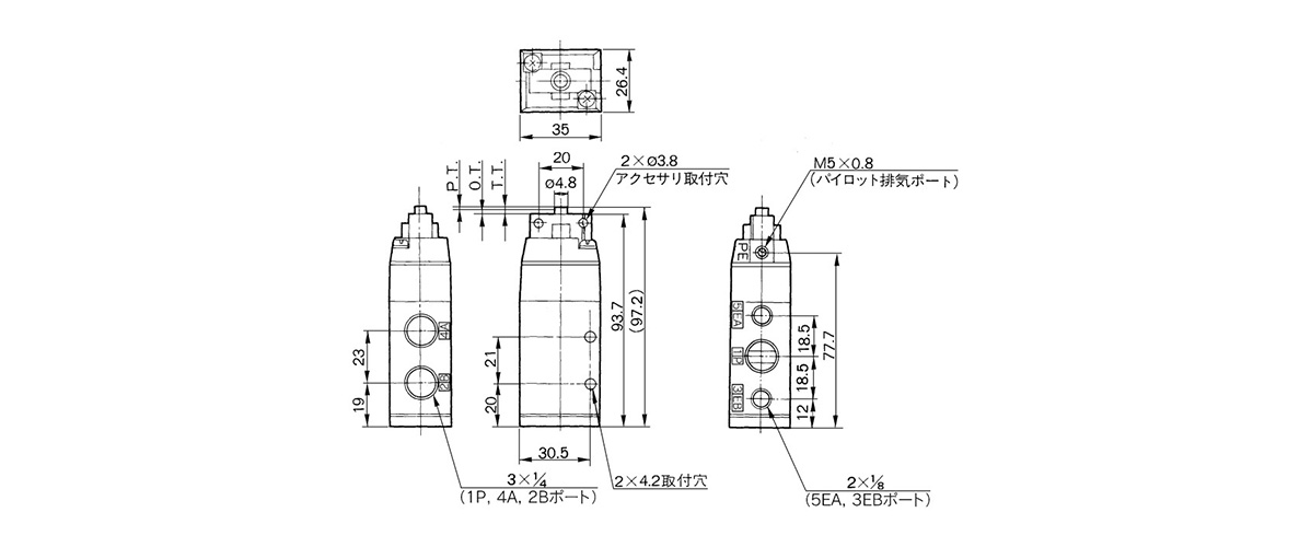 Drawing ระบุขนาดของ VFM350-02-00