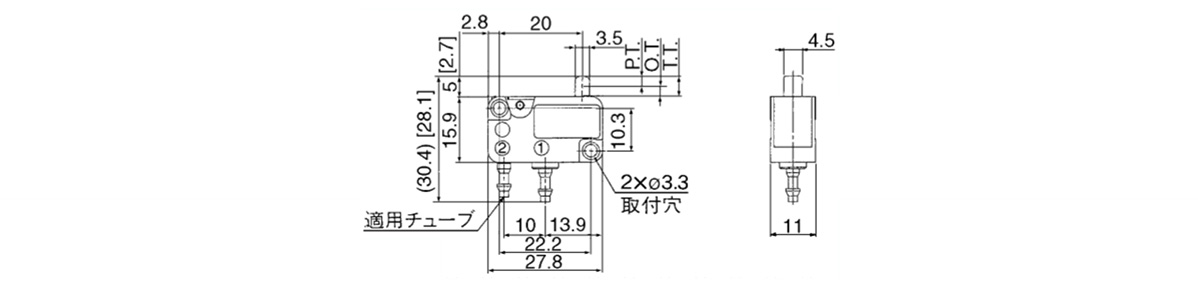 Drawing ระบุขนาดของแบบพื้นฐาน VM1010-4N-00 / VM1010-4NU-00 / VM1110-4N-00 / VM1110-4NU-00