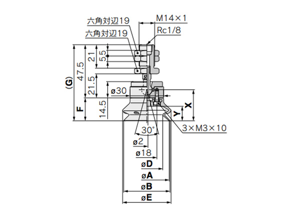 ZP2-TF40/50HB□ (ทิศทางการป้อน สุญญากาศ: แนวตั้ง) ดรออิ้งบอกขนาด