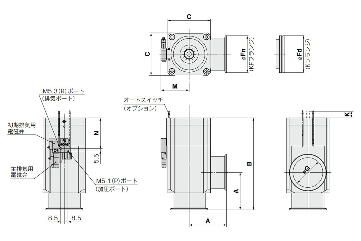 Drawing ระบุขนาดชนิด XLDV-40, XLDV-50, XLDV-63, XLDV-80 มีโซลินอยด์วาล์ว