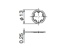 Drawing ระบุขนาดของแหวนล็อค CP-536-2/3 (มม.)