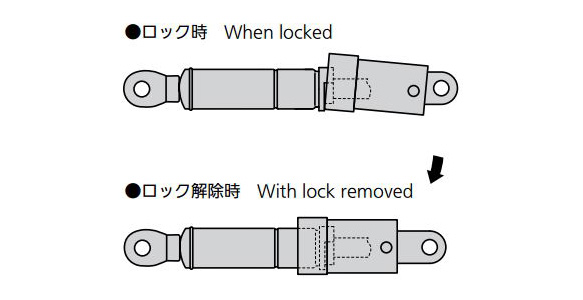 ตัวอย่างการใช้งาน B-461-S (เมื่อล็อค: กดเปลือกนอกเพื่อปลด เมื่อปลดล็อคแล้ว: )