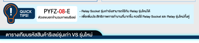 ตัวอย่างการเลือก Relay Socket รุ่นใหม่