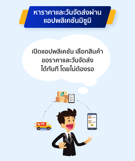 หาราคาและวันจัดส่งผ่านแอปพลิเคชันมิซูมิ