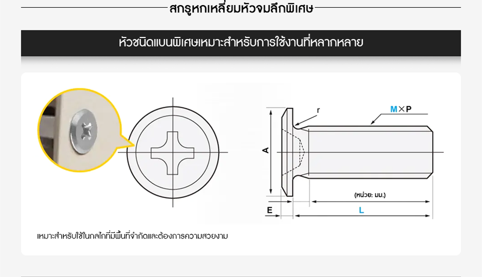 หัวชนิดแบนพิเศษเหมาะสำหรับการใช้งานที่หลากหลาย