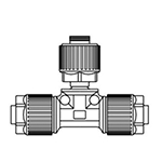 Space Saving Union Tee LQ1T-ST Inch Size Fluoropolymer Fittings