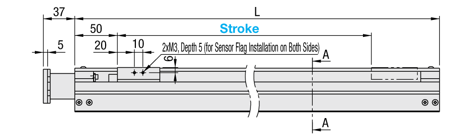 ตัวอย่างตารางแสดงความหมายของ Part Number และ ระยะเคลื่อนที่ (ระยะStroke) (mm.)